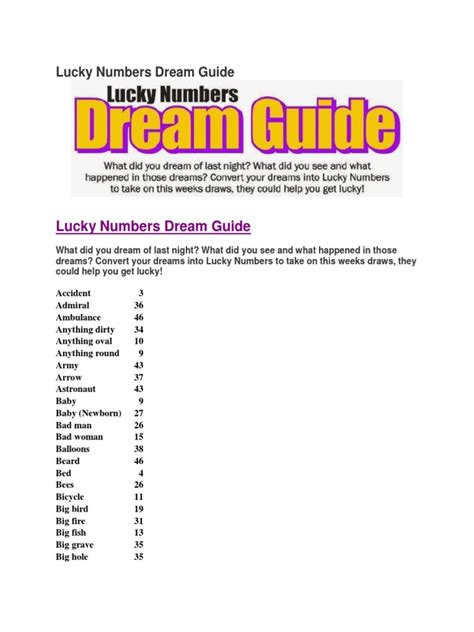 download dream guide lucky numbers pdf free download|Lucky Numbers Dream Guide.